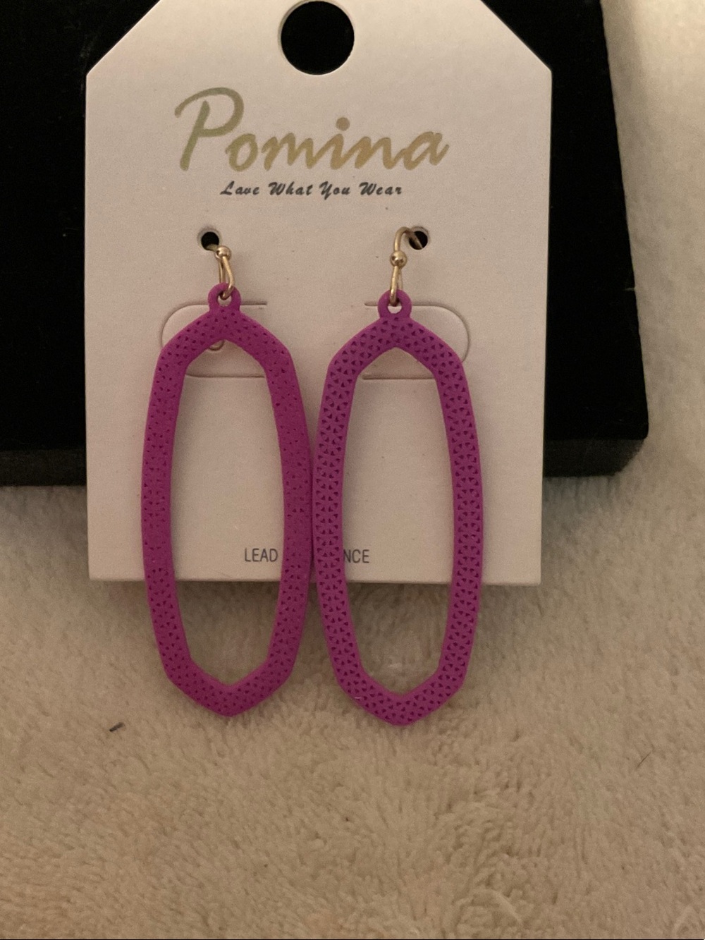 Pomina Purple Textured Open Oval Drop Earrings